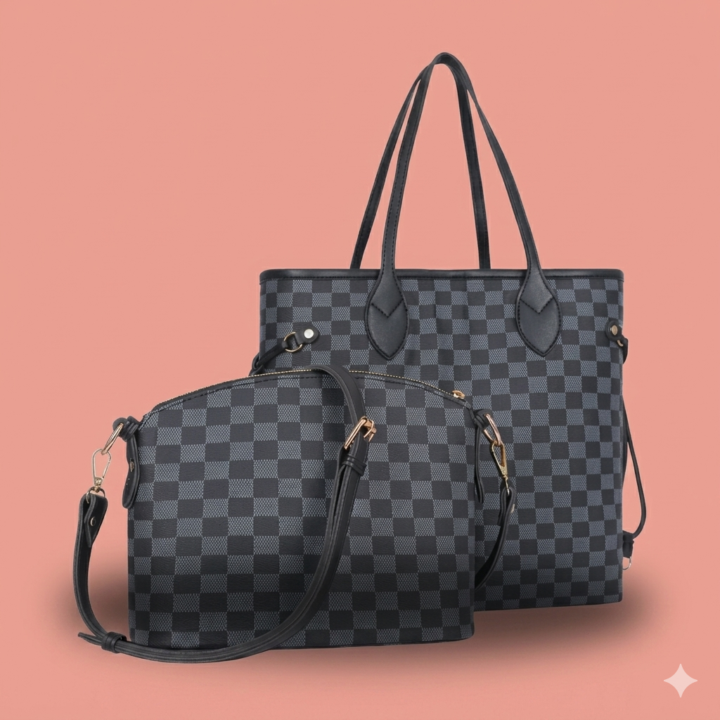 Checkered Tote - Black