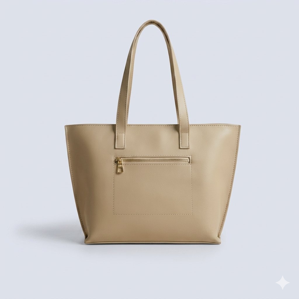 Beige color tote bag