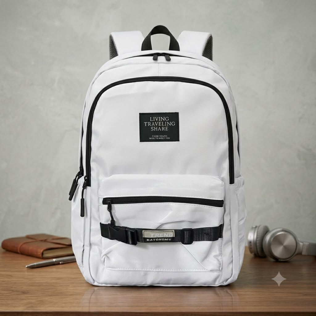 light grey backpack