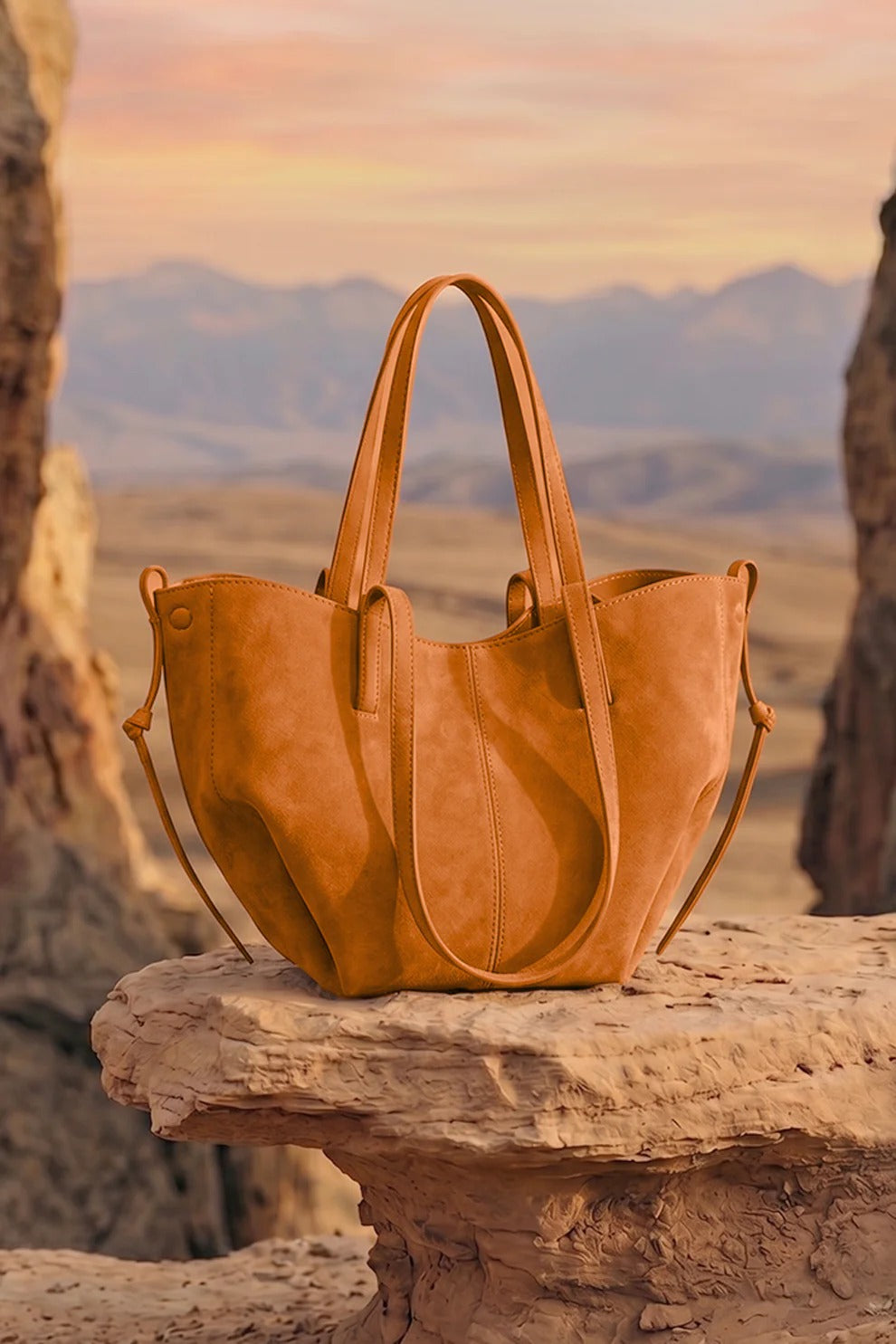 camel brown tote bag