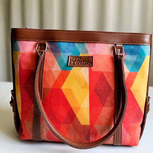 Canvas multi color tote bag