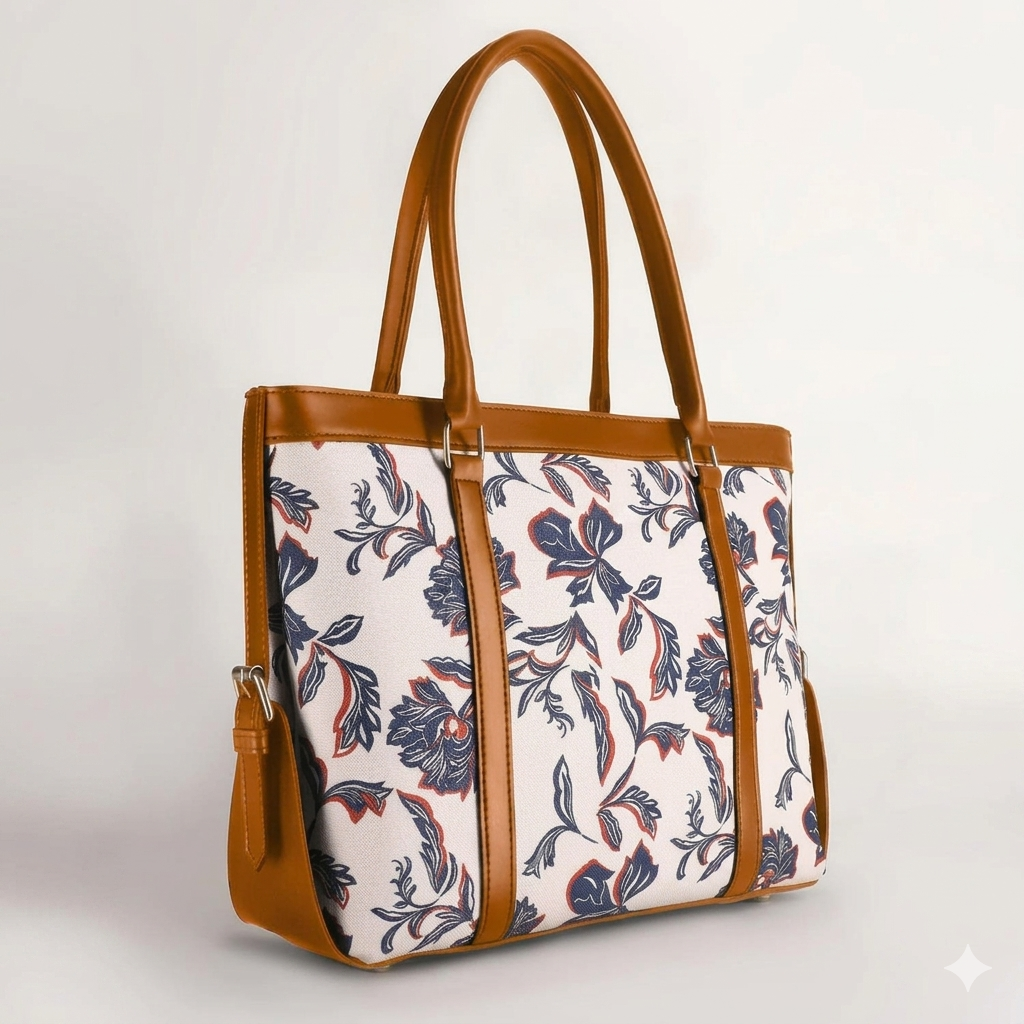 Brown flower tote bag