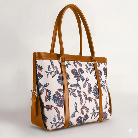 Brown flower tote bag