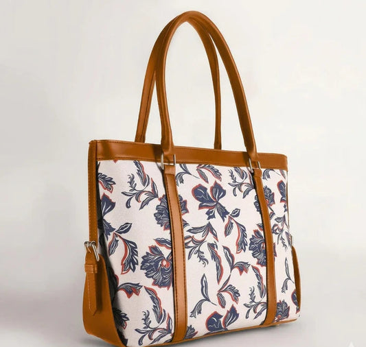 Brown flower tote bag