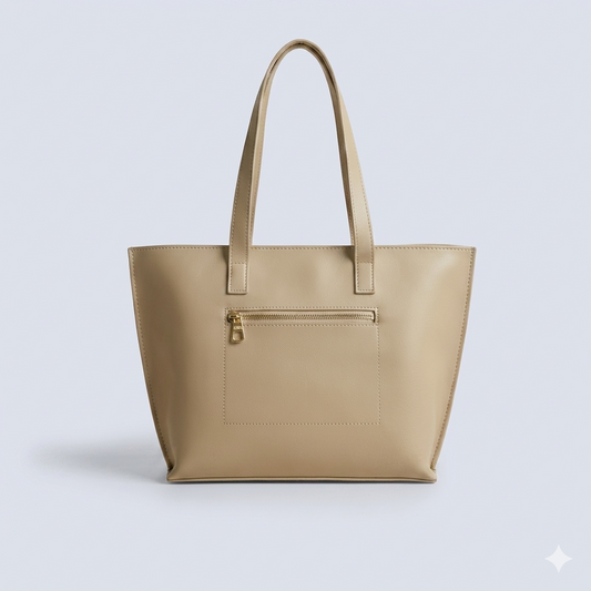 Beige color tote bag