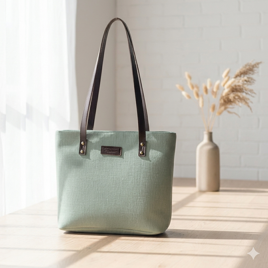 Classic Jute Tote - Sage Green