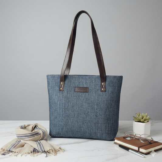 Classic Jute Tote - Denim Blue